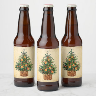Christmas Tree Country Farmhouse Simple BeerLabel Beer Bottle Label