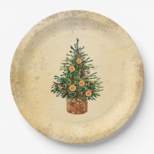 Christmas Tree Country Traditional Simple Paper Plate