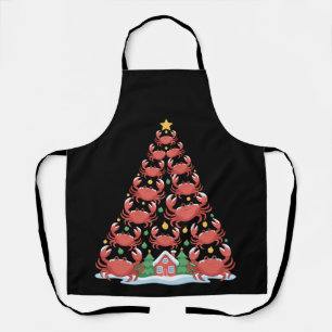 Christmas Tree Crabs Beach House Coastal Holiday Apron