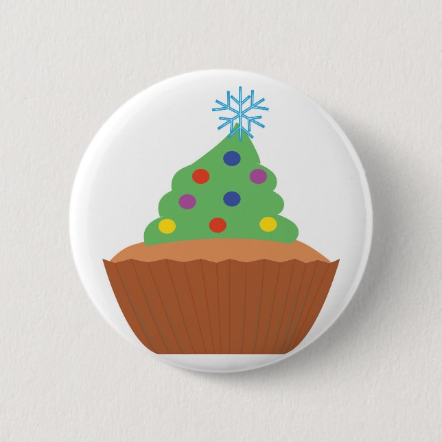 Christmas Tree Cupcake 6 Cm Round Badge (Front)
