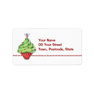 Christmas Tree Cupcake Address Label