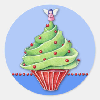 Christmas Tree Cupcake blue2 Sticker