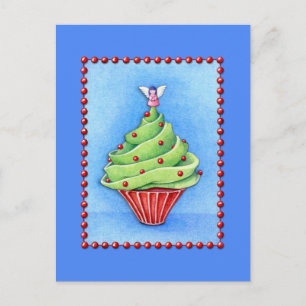 Christmas Tree Cupcake blue Postcard