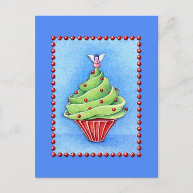 Christmas Tree Cupcake blue Postcard (Front)
