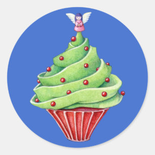 Christmas Tree Cupcake blue Sticker