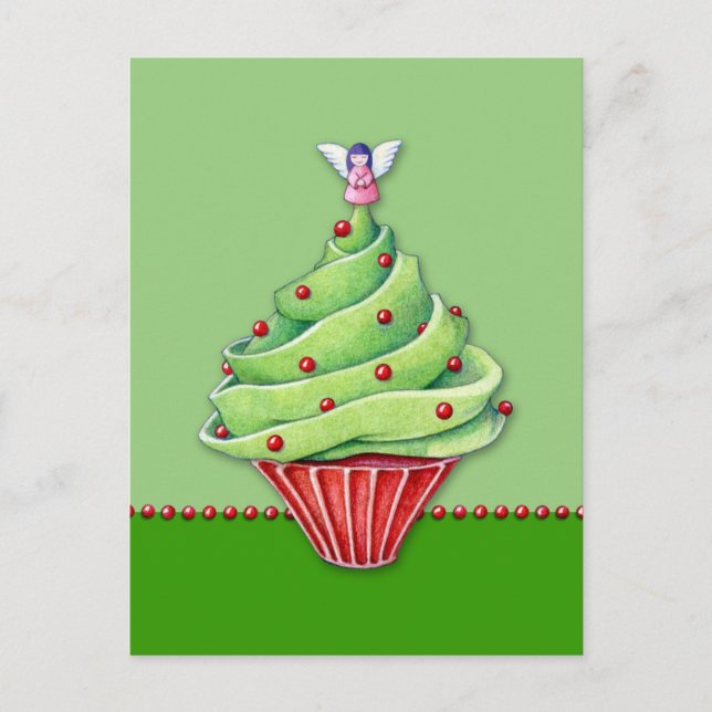 Christmas Tree Cupcake green Postcard (Front)