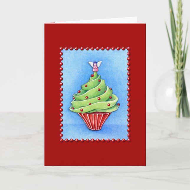 Christmas Tree Cupcake red Card (Front)