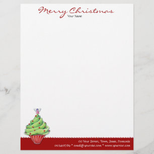 Christmas Tree Cupcake red Letterhead Template