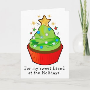 Christmas Tree Cupcake topped with Star Friend Card