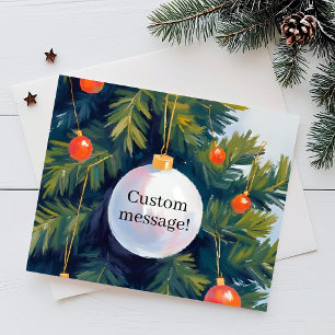 Christmas Tree Custom Message Ornament Watercolor Holiday Card