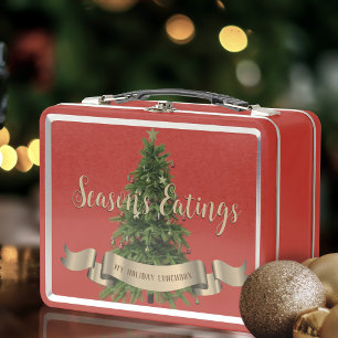 Christmas Tree Custom Season's Eatings Holiday Metal Lunch Box