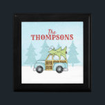 Christmas Tree Cute Custom Personalised Name Gift Box<br><div class="desc">Rustic Blue Car with a Freshly Cut Christmas Tree tied to the top. A cute custom personalised with your name. Celebrate the holiday with this cute and funny way to wish you and yours Merry Christmas.</div>
