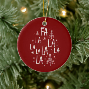 Christmas Tree Cute Holiday Fa La La La Cosy Ceramic Tree Decoration