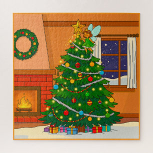 CHRISTMAS TREE CUTE HOME PICTURE COLORFUL JIGSAW PUZZLE