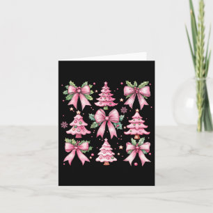Christmas Tree Cute Retro Coquette Bow Pink Women  Card