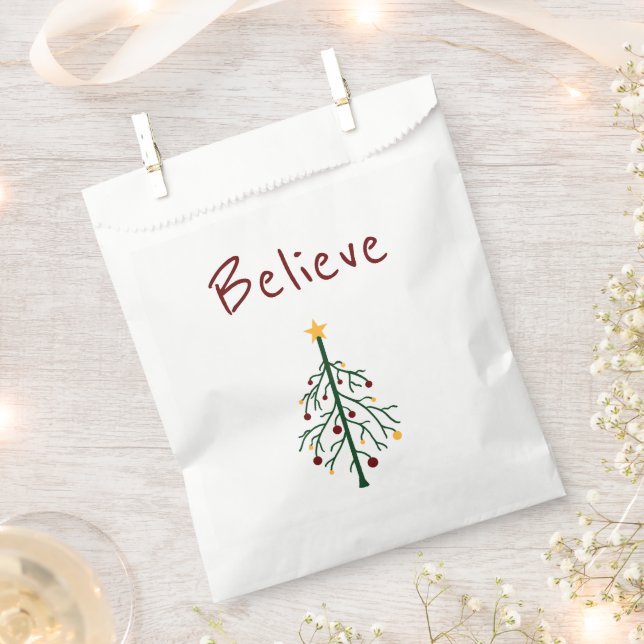 Christmas Tree Cute Retro Winter Favour Bags (Clipped)