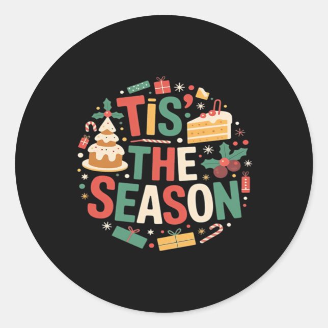 Christmas Tree Cute - Tis The Season Classic Round Sticker (Front)