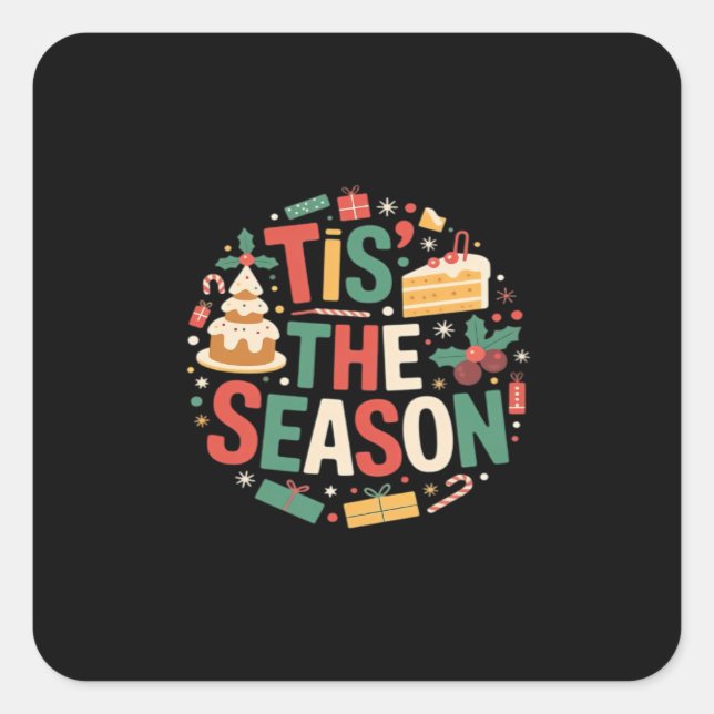 Christmas Tree Cute - Tis The Season Square Sticker (Front)
