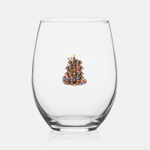Christmas Tree Dachshund Sausage Dog Dachshunds  Stemless Wine Glass