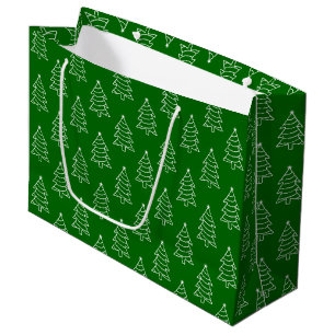 Christmas Tree Dark Green Background Large Gift Bag