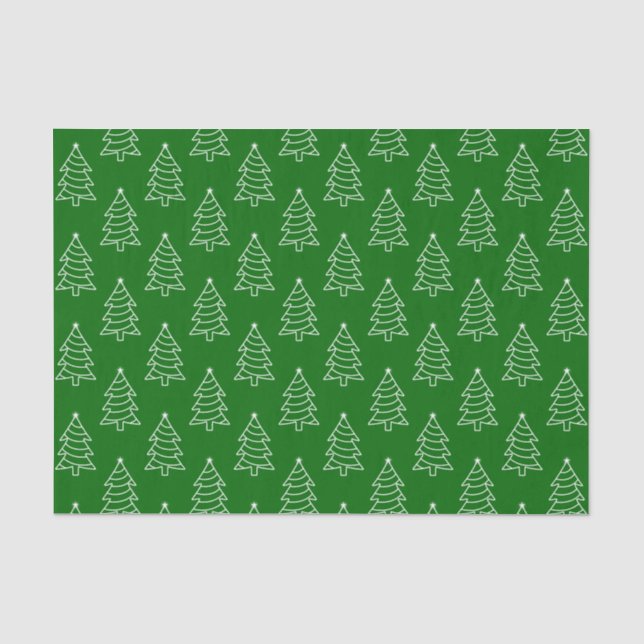 Christmas Tree Dark Green Background Tissue Paper (Front)