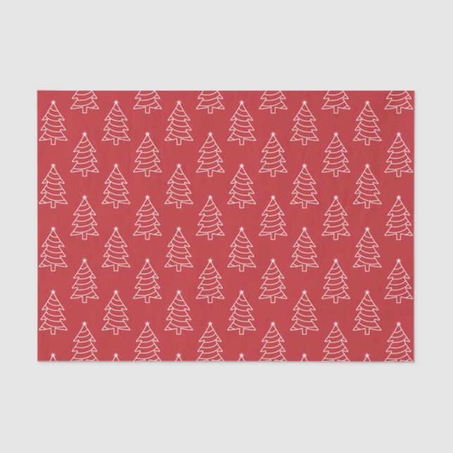 Christmas Tree Dark Red Background Tissue Paper (Front)