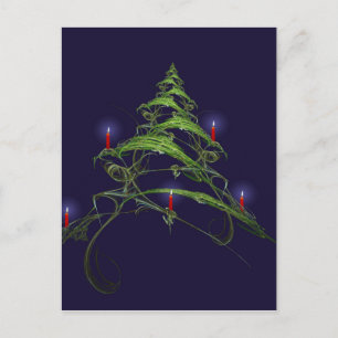 Christmas Tree Decorated With Candles Holiday Postcard