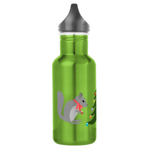 Christmas Tree Decorating Squirrels 532 Ml Water Bottle