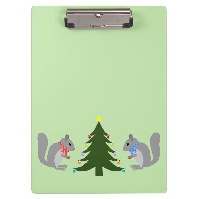 Christmas Tree Decorating Squirrels Clipboard (Front)
