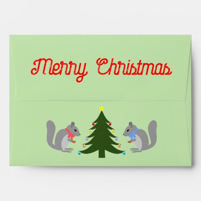 Christmas Tree Decorating Squirrels Custom Envelope (Back (Top Flap))