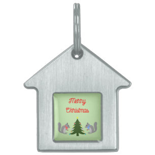 Christmas Tree Decorating Squirrels Custom Pet ID Tag