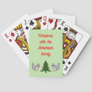 Christmas Tree Decorating Squirrels Custom Playing Cards
