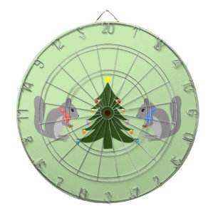 Christmas Tree Decorating Squirrels Dartboard