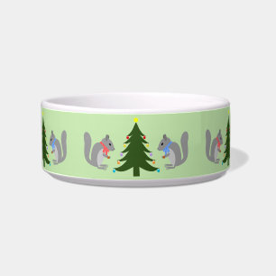 Christmas Tree Decorating Squirrels Patterned Bowl