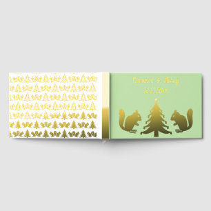 Christmas Tree Decorating Squirrels Wedding Guest Book