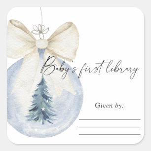 Christmas tree decoration - Baby Shower bookplate Square Sticker