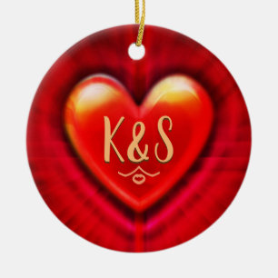 Christmas tree decoration deep red heart.
