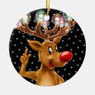 Christmas tree decoration Rudolph illuminated.