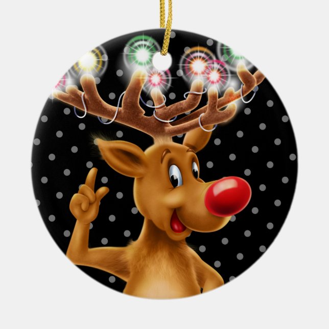 Christmas tree decoration Rudolph illuminated. (Front)