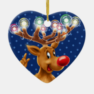 Christmas tree decoration Rudolph illuminated.