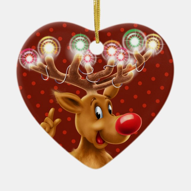 Christmas tree decoration Rudolph illuminated. (Front)