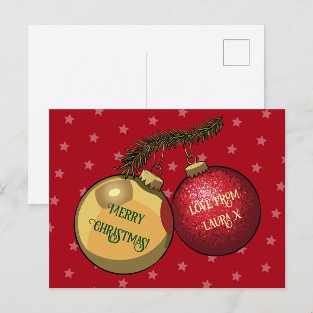 Christmas Tree Decorations Custom Text Artwork Postcard (Front/Back)