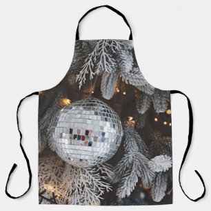 Christmas tree decorations, festive light backgrou apron