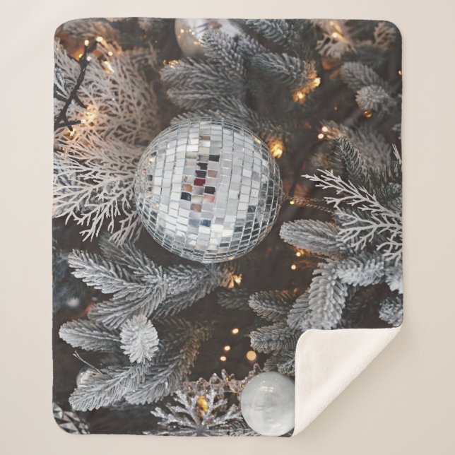 Christmas tree decorations, festive light backgrou sherpa blanket (Front)