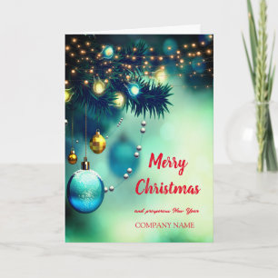 Christmas tree decorations, magical holiday card