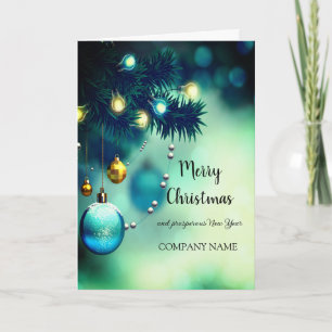 Christmas tree decorations, magical holiday card