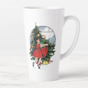 Christmas Tree Decorations Vintage cute xmas girl  Latte Mug