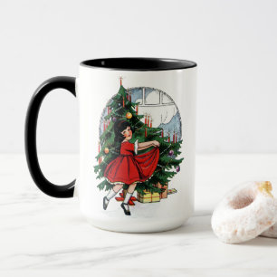 Christmas Tree Decorations Vintage girl drawing Mug