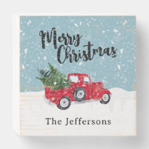 Christmas Tree Delivery Red Truck Family Name
