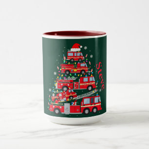 Christmas Tree Design Made of Fire Trucks  Mug